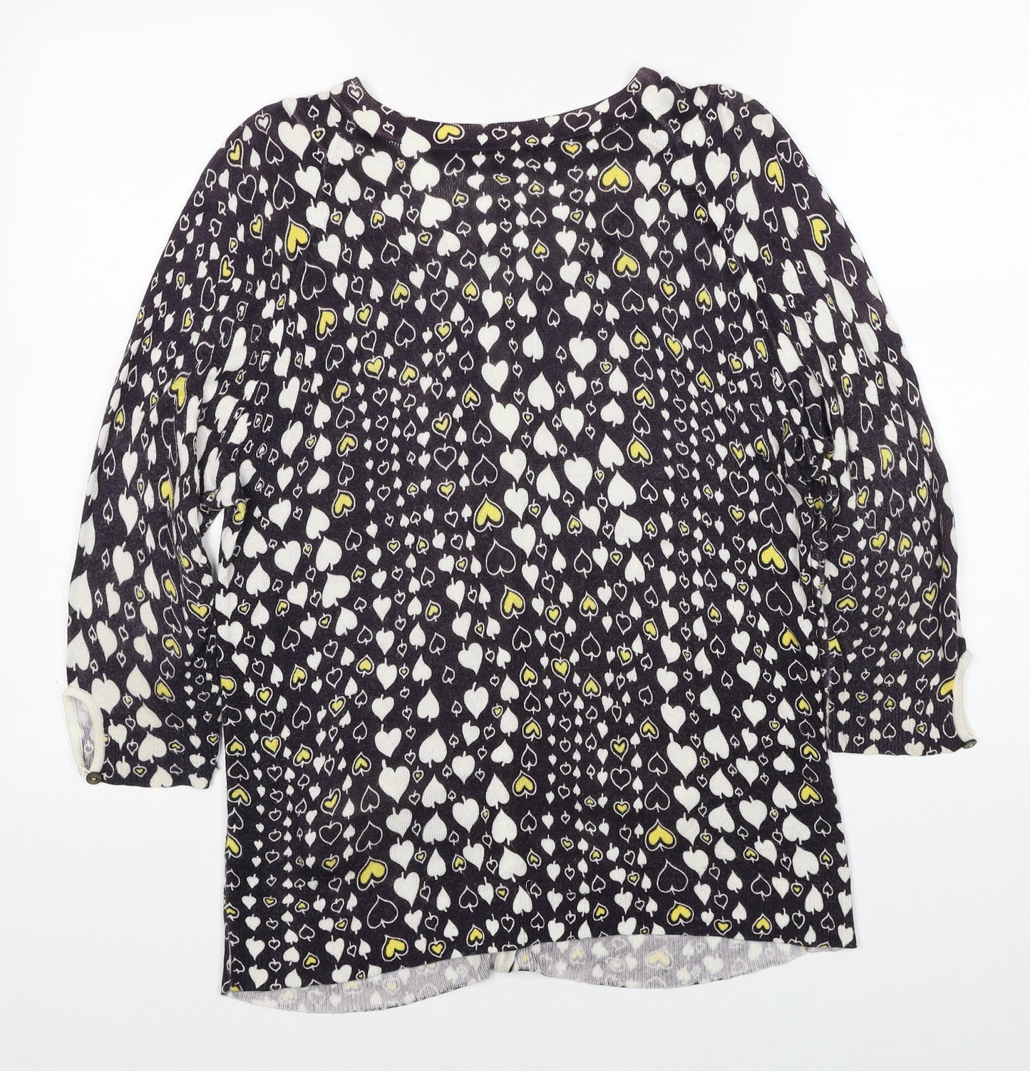 Topshop Womens Blue V-Neck Geometric Viscose Cardigan Jumper Size 14