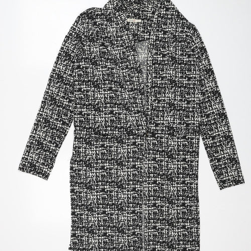 Amber Womens Black Geometric Polyester Kimono Blouse Size M V-Neck