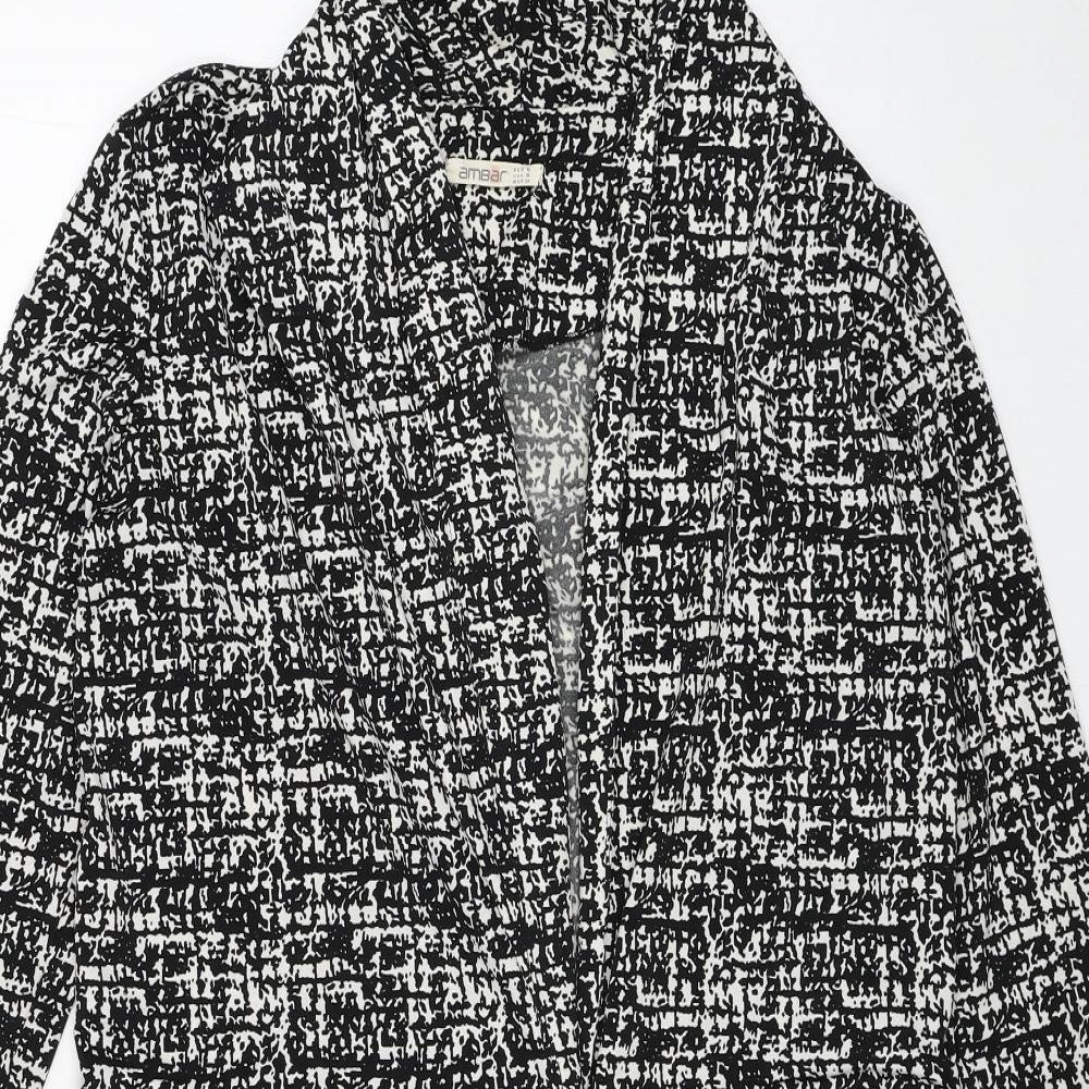 Amber Womens Black Geometric Polyester Kimono Blouse Size M V-Neck