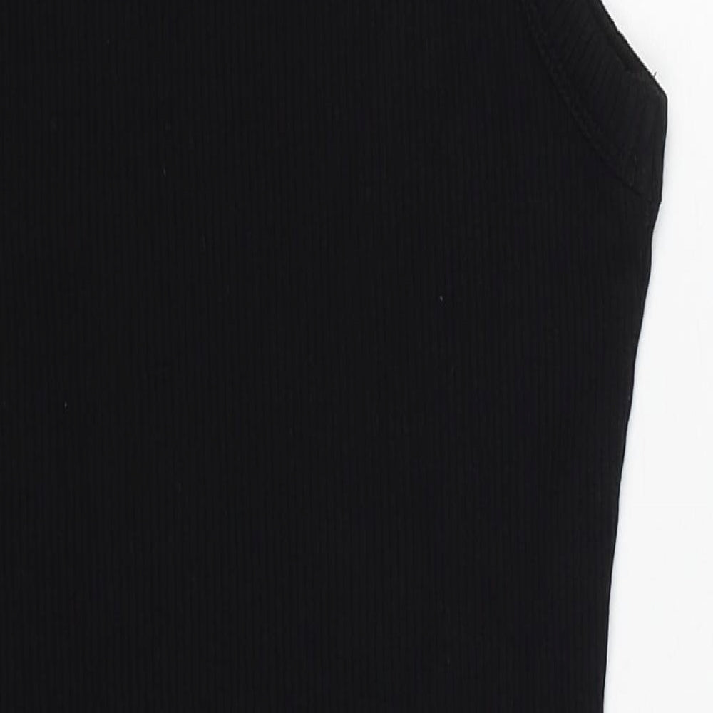 Bershka Womens Black Polyamide Pencil Dress Size M Round Neck Pullover