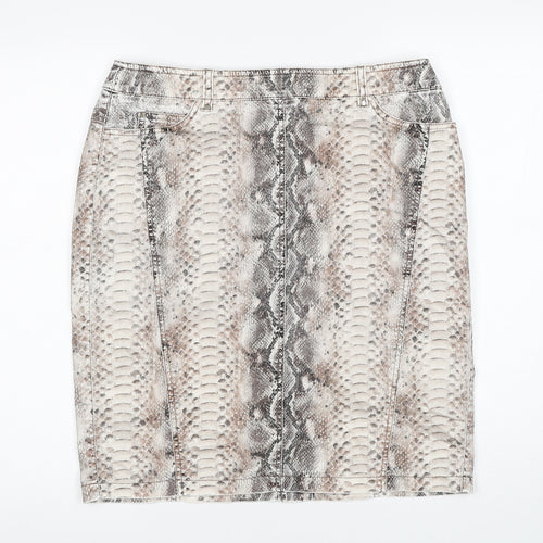 Gerry Weber Womens Multicoloured Animal Print Polyester Straight & Pencil Skirt Size 34 in Zip - Snakeskin Pattern