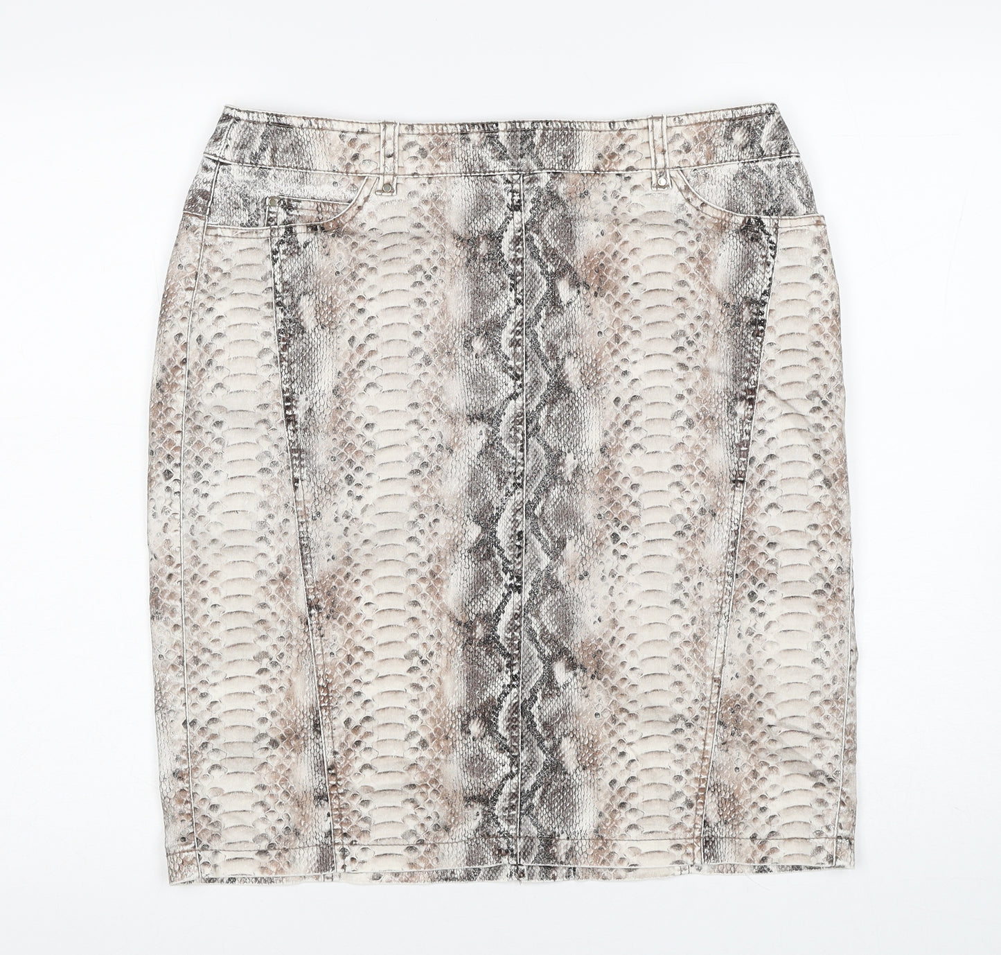 Gerry Weber Womens Multicoloured Animal Print Polyester Straight & Pencil Skirt Size 34 in Zip - Snakeskin Pattern