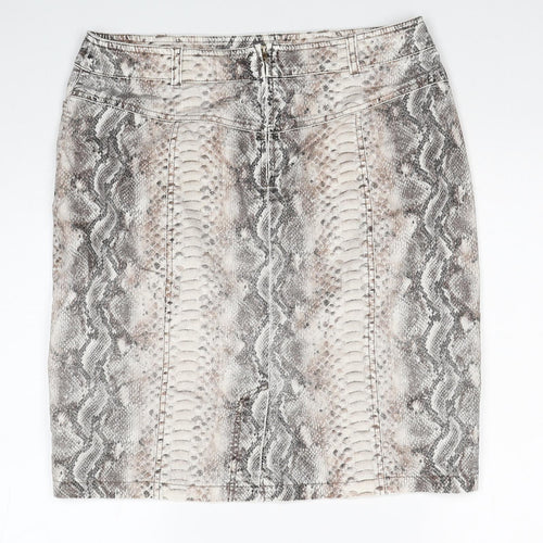 Gerry Weber Womens Multicoloured Animal Print Polyester Straight & Pencil Skirt Size 34 in Zip - Snakeskin Pattern