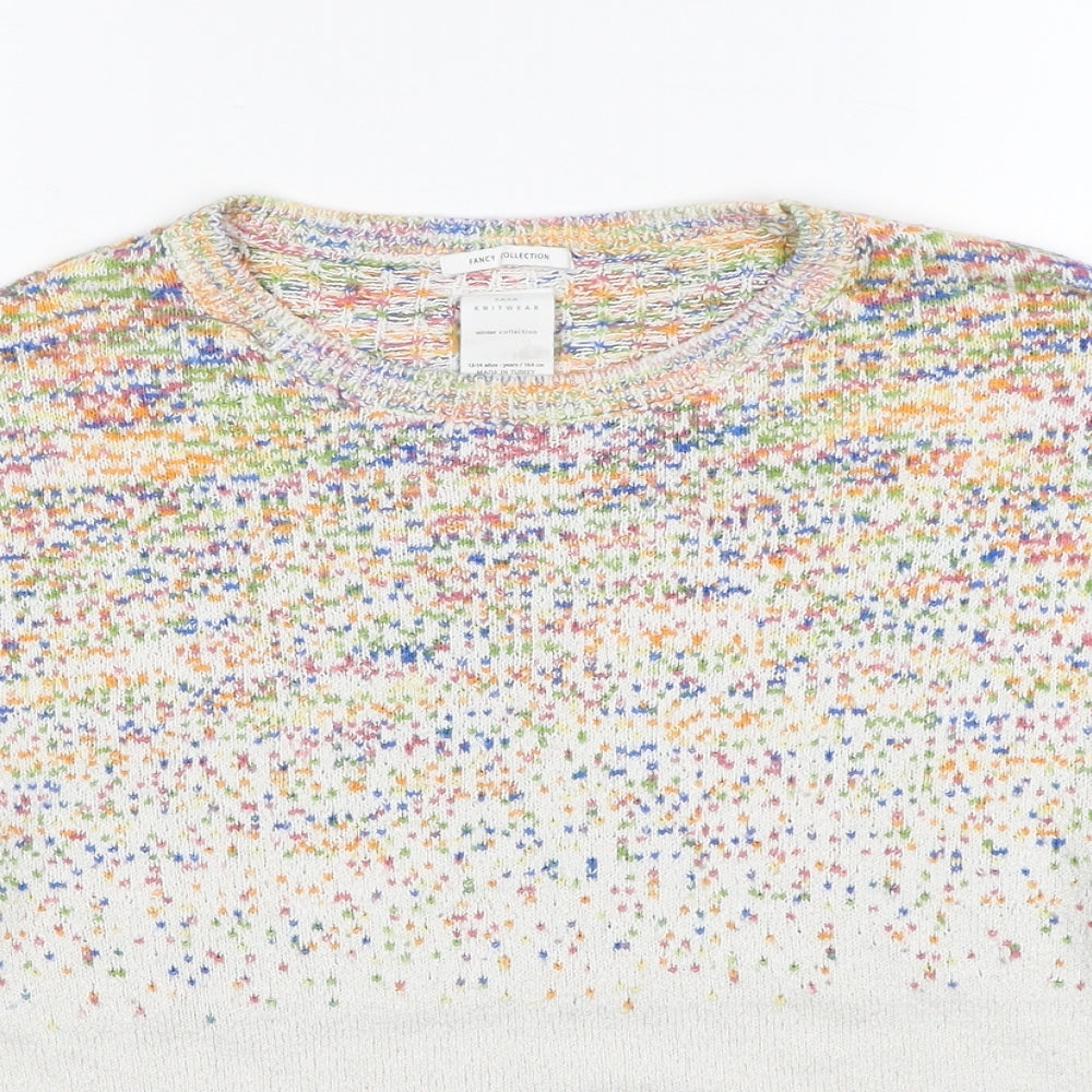 Zara Girls Multicoloured Round Neck Viscose Pullover Jumper Size 13-14 Years Pullover