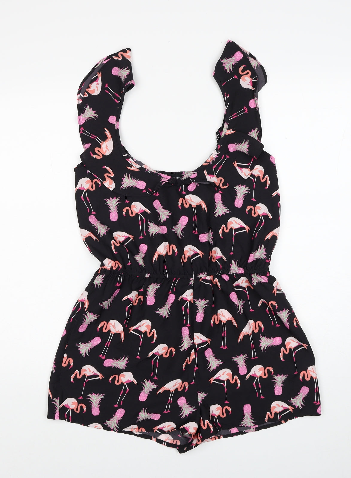 Atmosphere Womens Black Geometric Polyester Playsuit One-Piece Size 10 Pullover - Flamingo