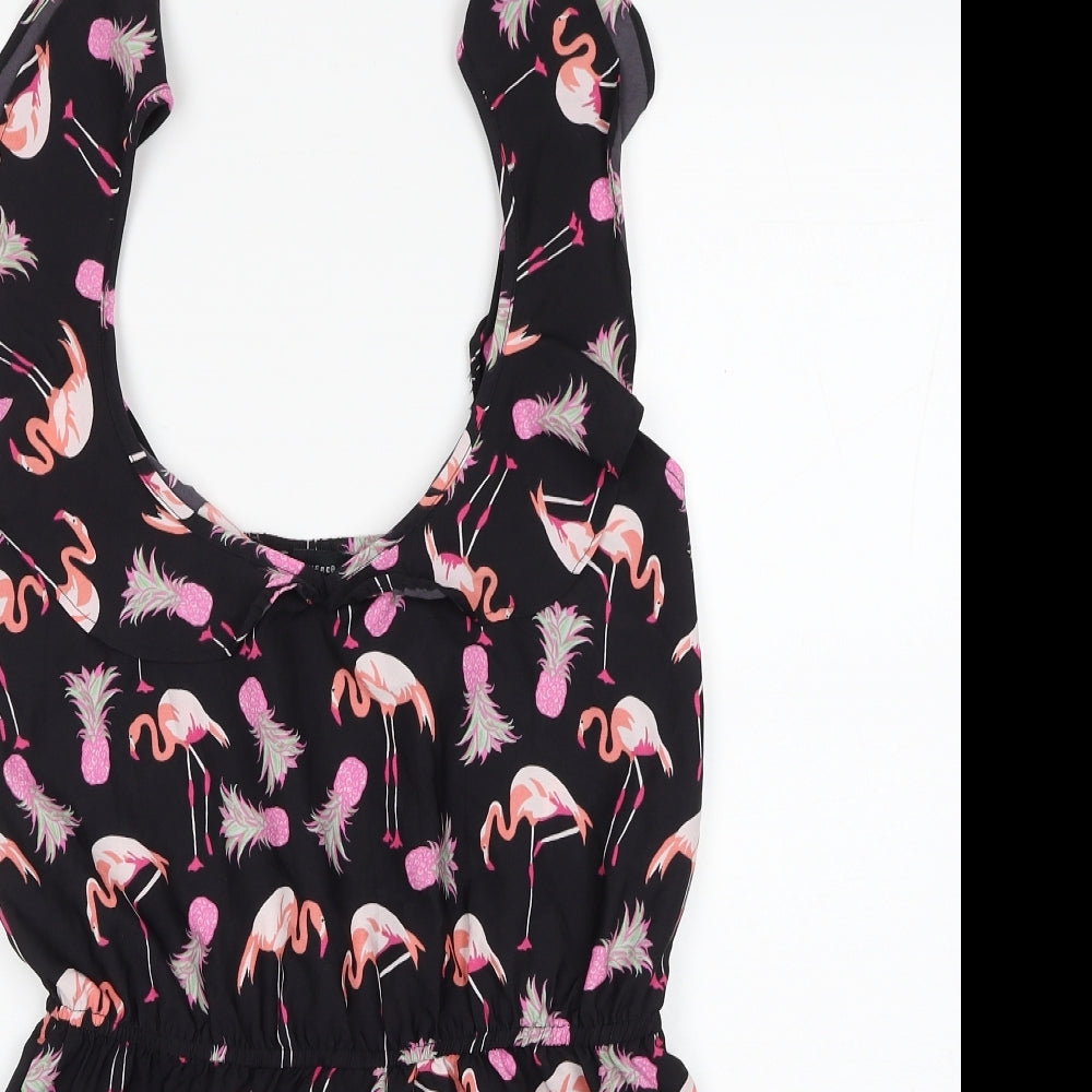 Atmosphere Womens Black Geometric Polyester Playsuit One-Piece Size 10 Pullover - Flamingo