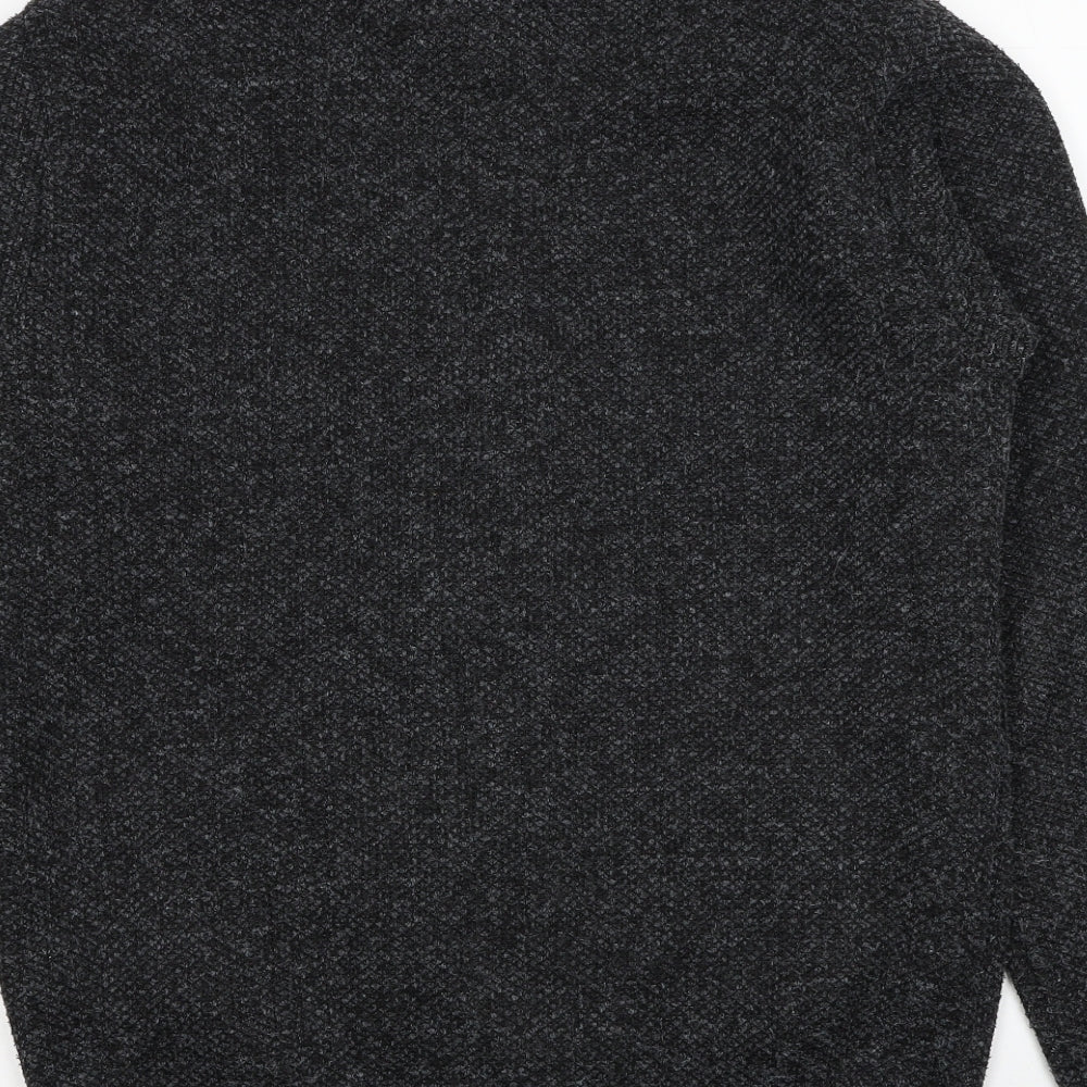 Max Men Mens Grey High Neck Acrylic Full Zip Jumper Size XL Long Sleeve