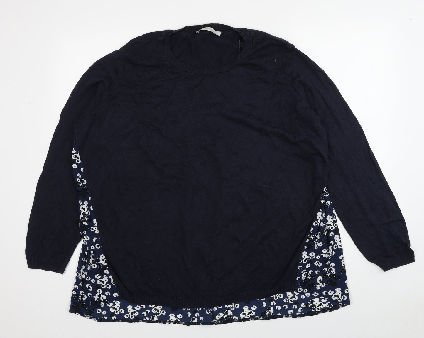 George Womens Blue Viscose Basic Blouse Size 24 Round Neck