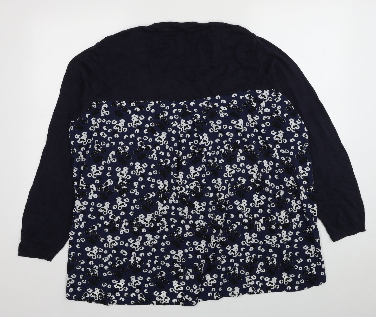 George Womens Blue Viscose Basic Blouse Size 24 Round Neck