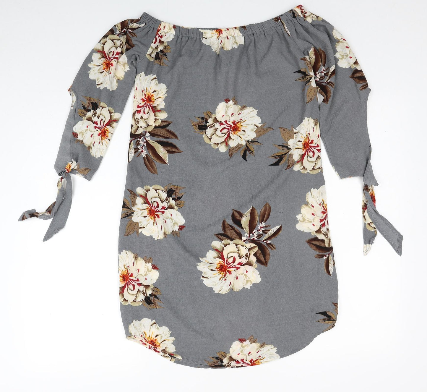 Cameo Rose Womens Grey Floral Polyester A-Line Size 8 Off the Shoulder Pullover