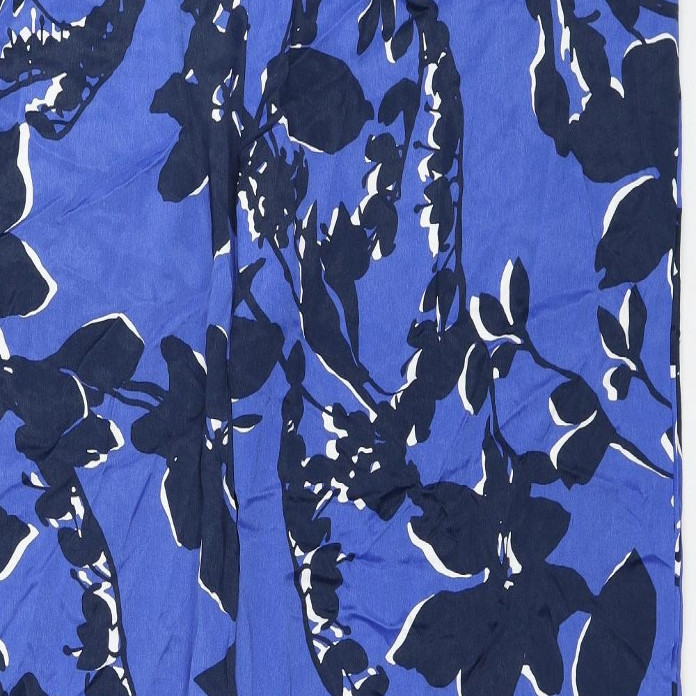 Autograph Womens Blue Floral Viscose Trousers Size 24 Regular