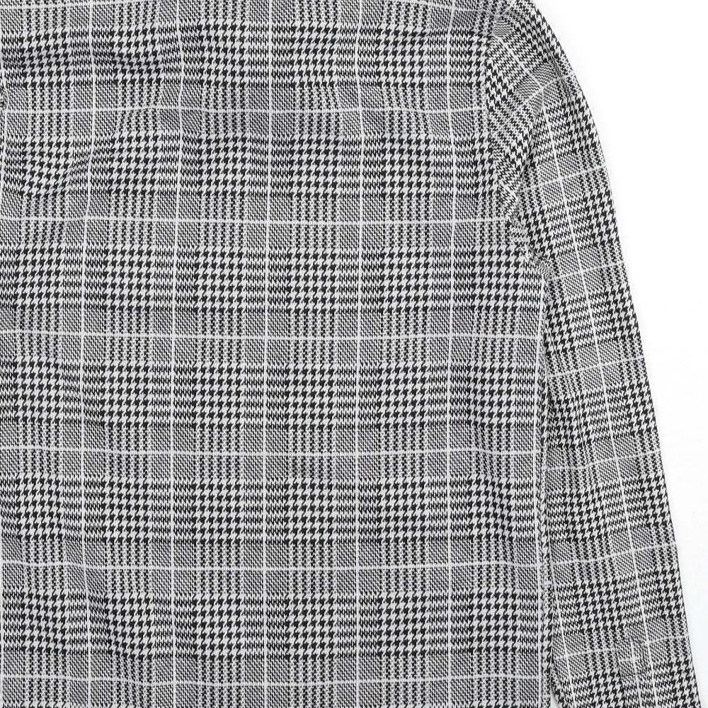 Boohoo Mens Black Plaid Overcoat Jacket Size S Zip
