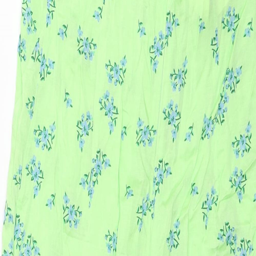 Zara Womens Green Geometric Viscose A-Line Size S V-Neck Pullover - Ring Detail
