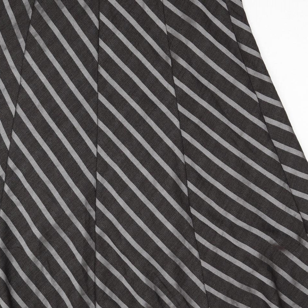Marks and Spencer Womens Brown Striped Polyester Swing Skirt Size 12