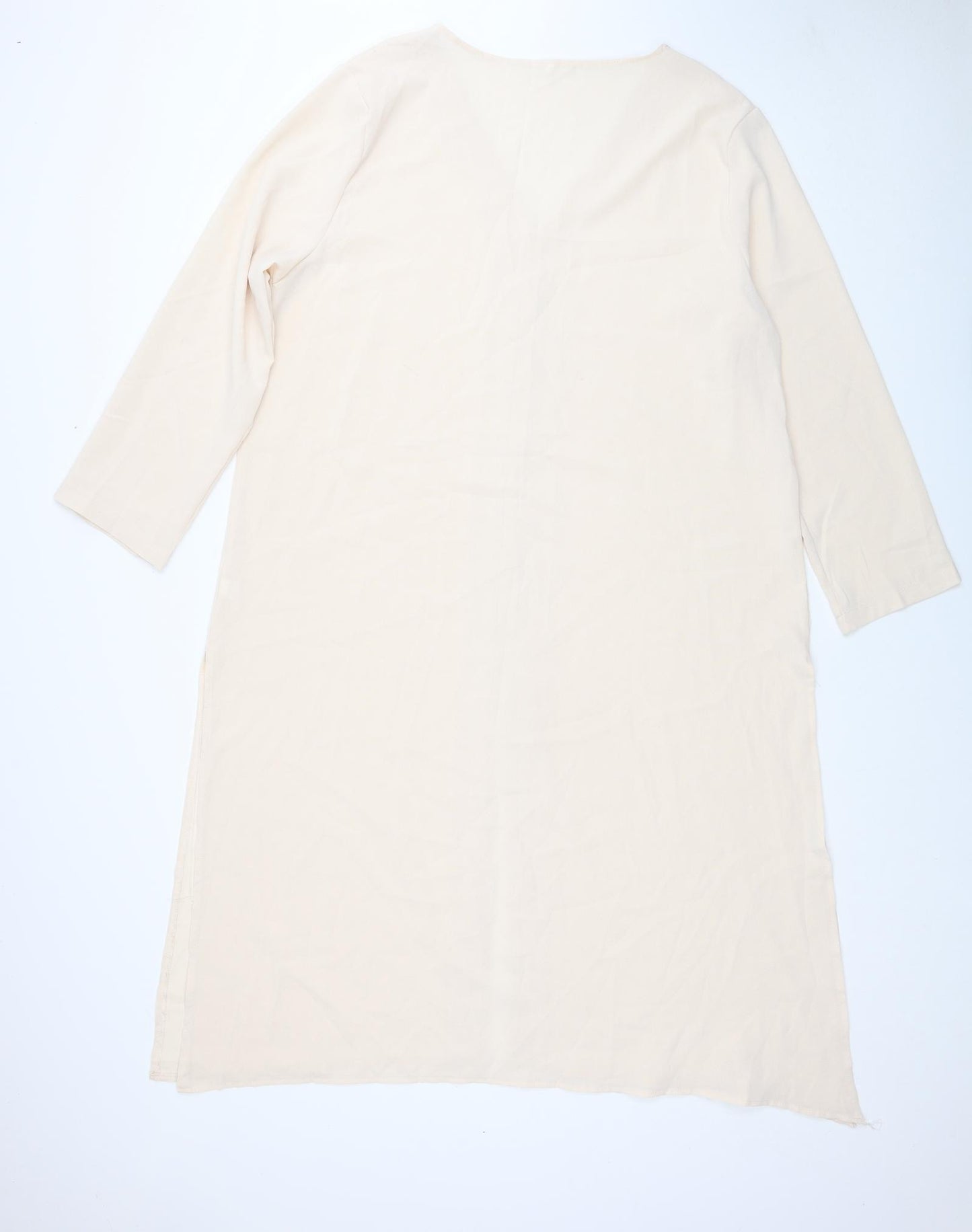 Preworn Womens Beige Polyester Tunic Blouse Size XL V-Neck