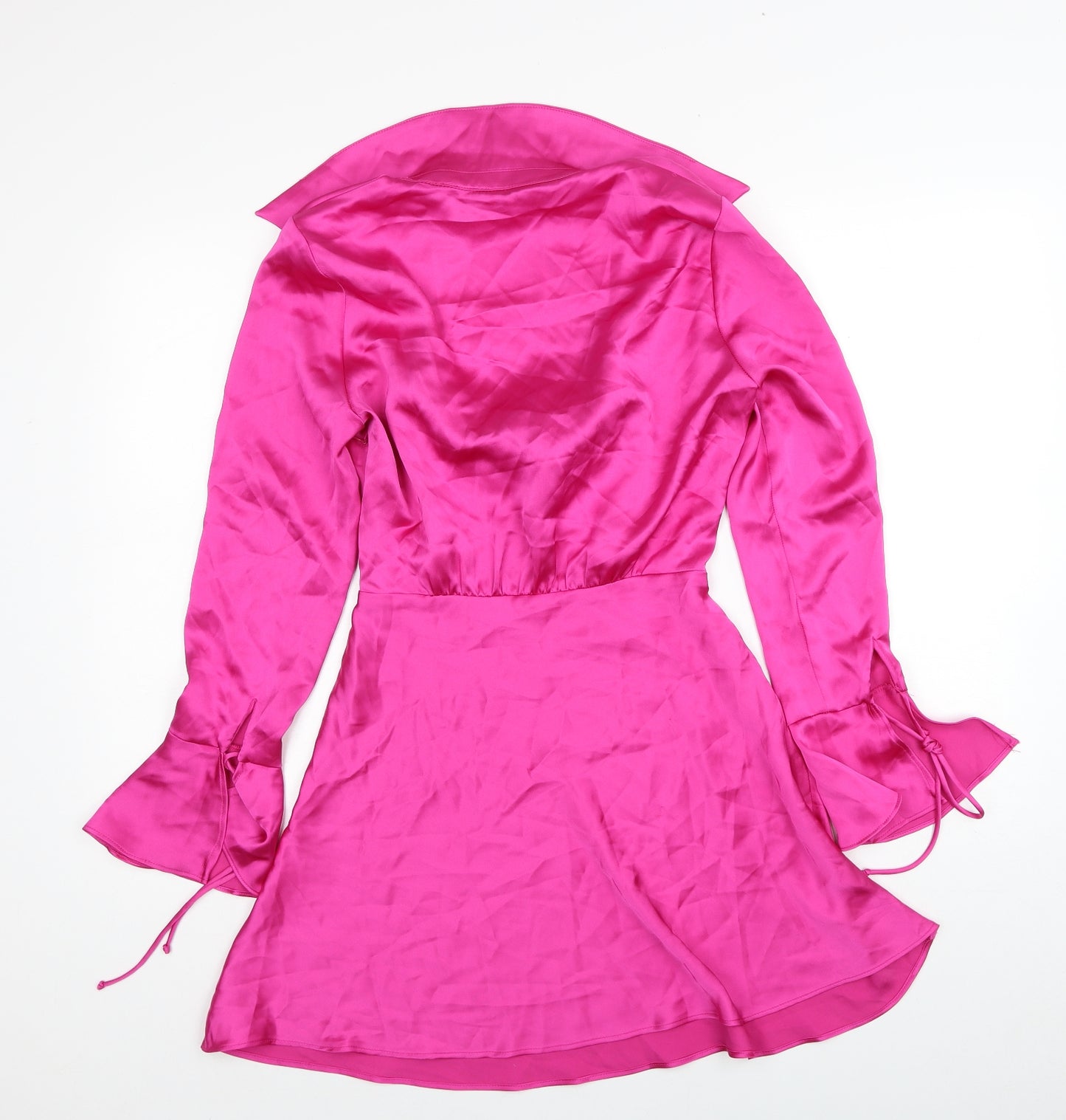 Zara Womens Pink Polyester A-Line Size XS Collared Zip