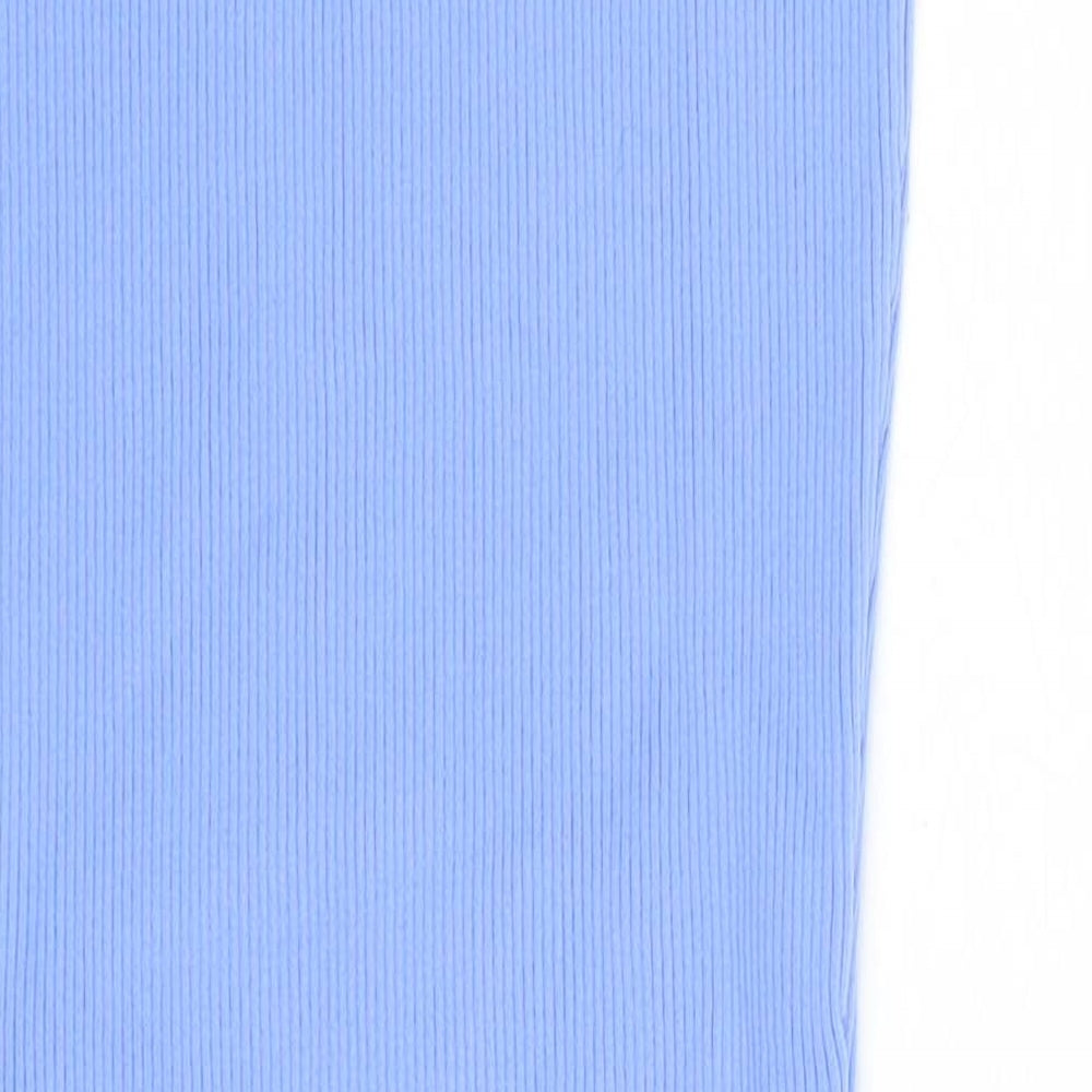 Bershka Womens Blue Polyamide Tank Dress Size S Round Neck Pullover
