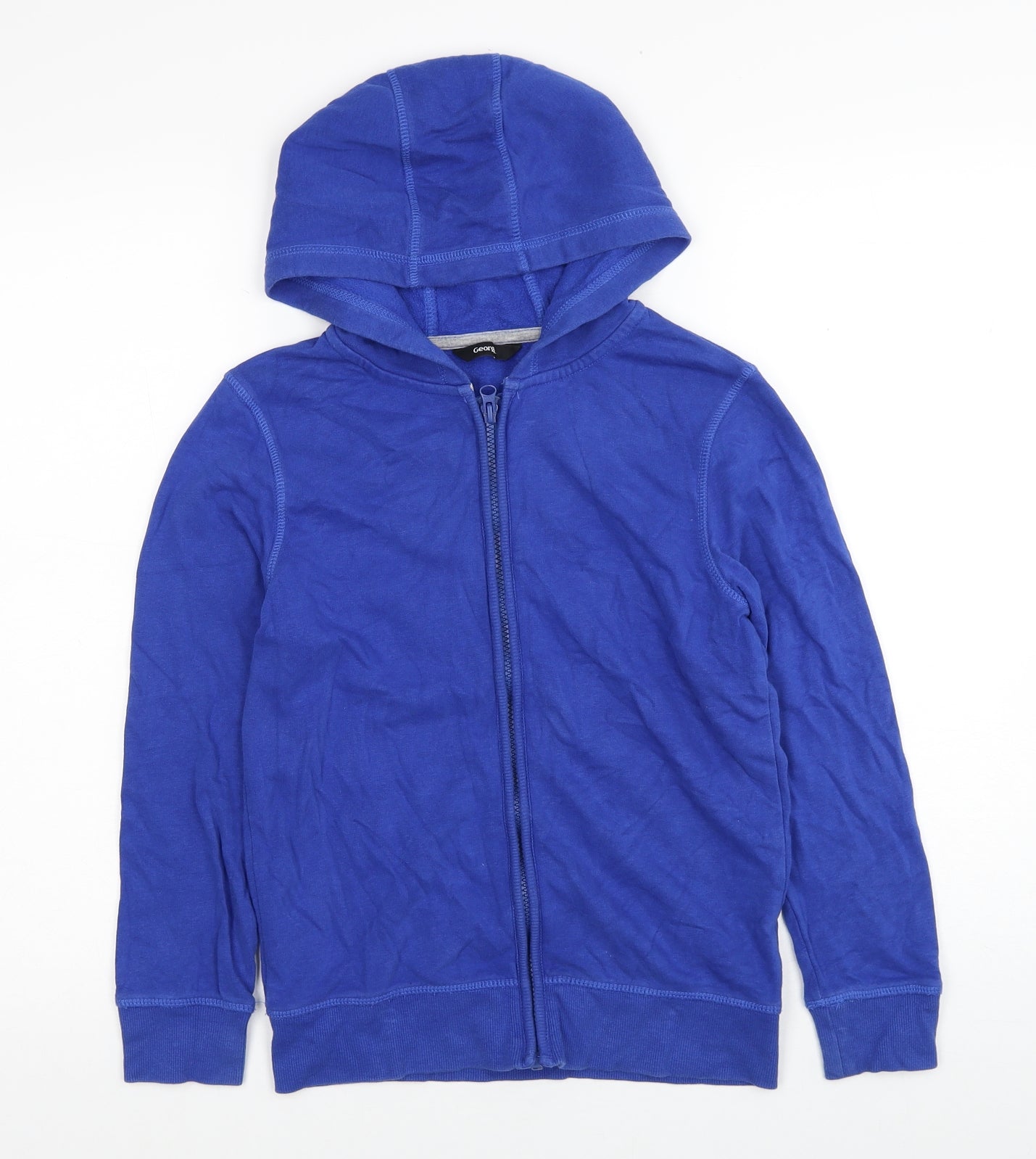 George Boys Blue Cotton Full Zip Hoodie Size 9-10 Years Zip