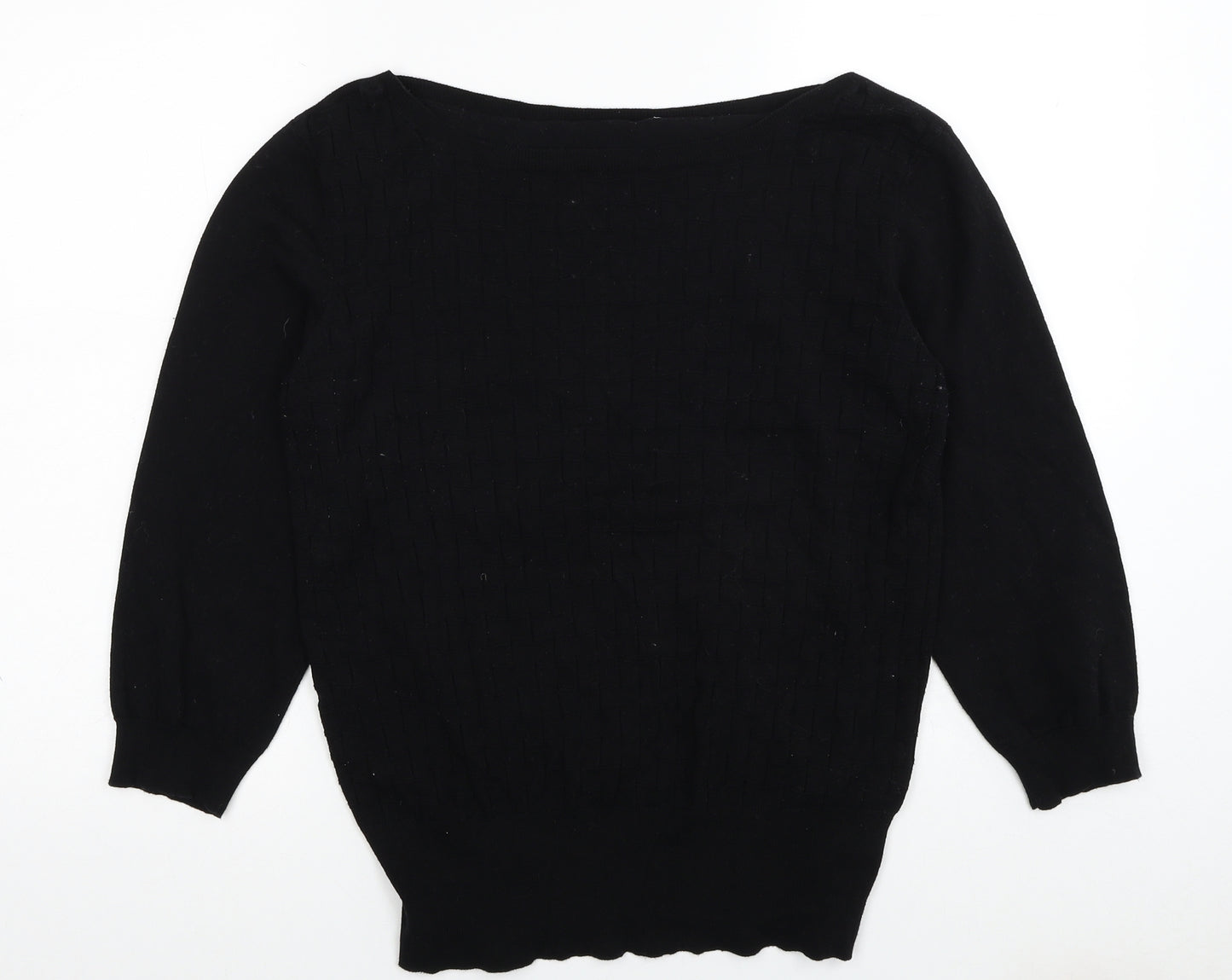 Oasis Womens Black Boat Neck Polyester Pullover Jumper Size L