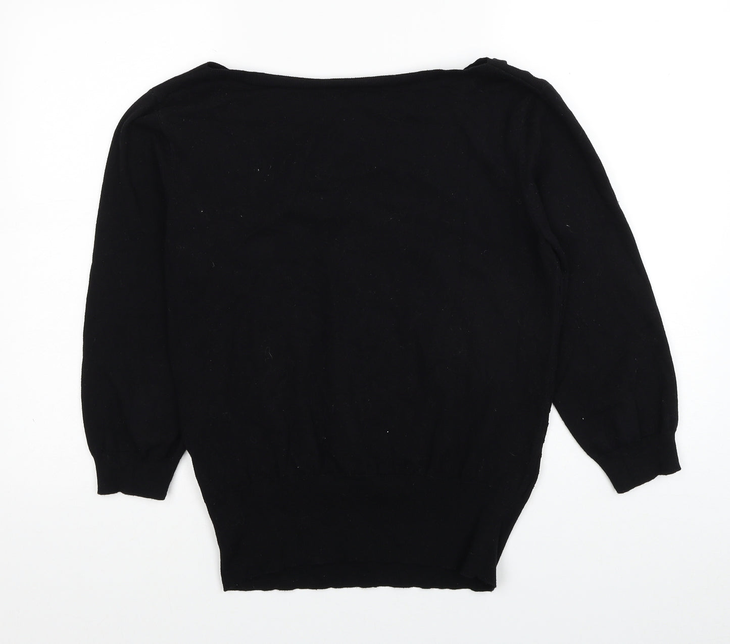 Oasis Womens Black Boat Neck Polyester Pullover Jumper Size L