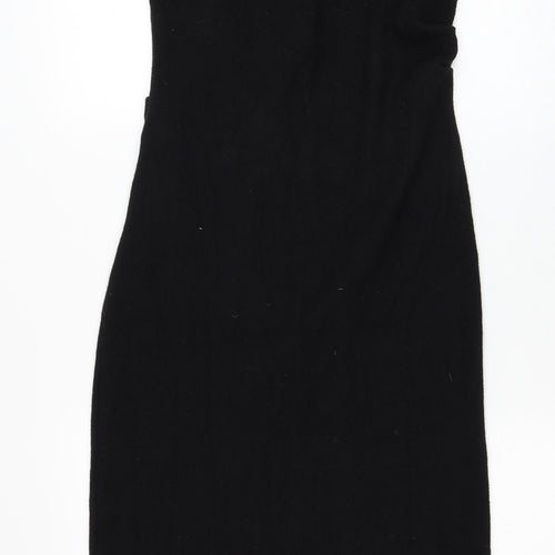 Zara Womens Black Polyester Pencil Dress Size M Mock Neck Pullover