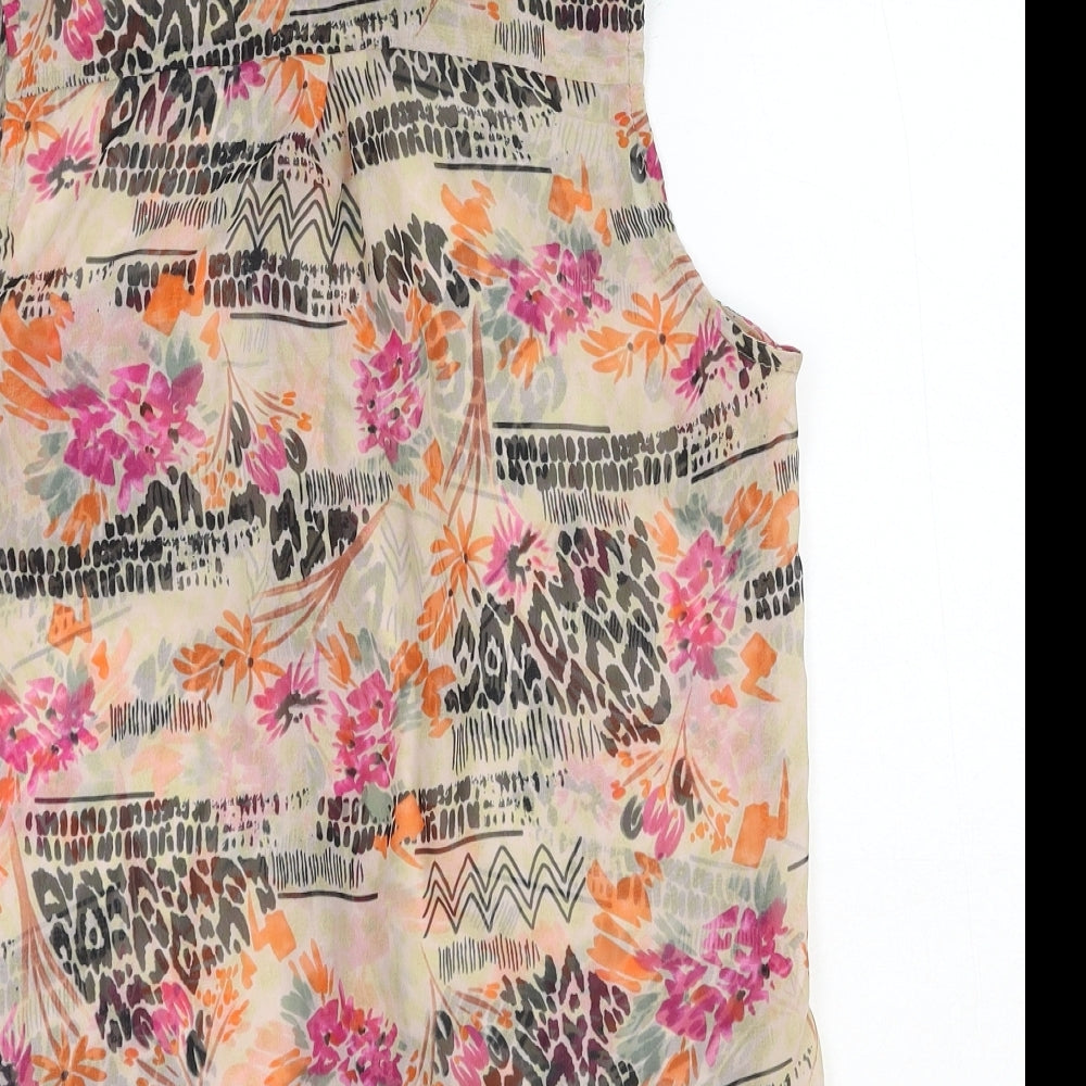 FOREVER 21 Womens Multicoloured Geometric Polyester Basic Button-Up Size S Collared