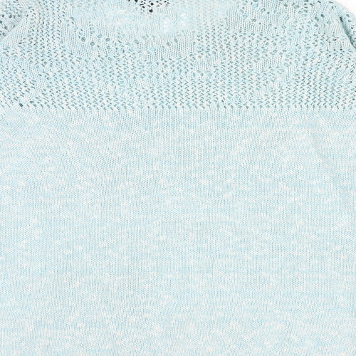 Warehouse Womens Blue Round Neck Cotton Pullover Jumper Size 10