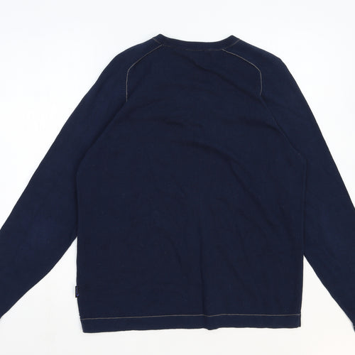 Sonneti Mens Blue V-Neck Cotton Pullover Jumper Size M Long Sleeve