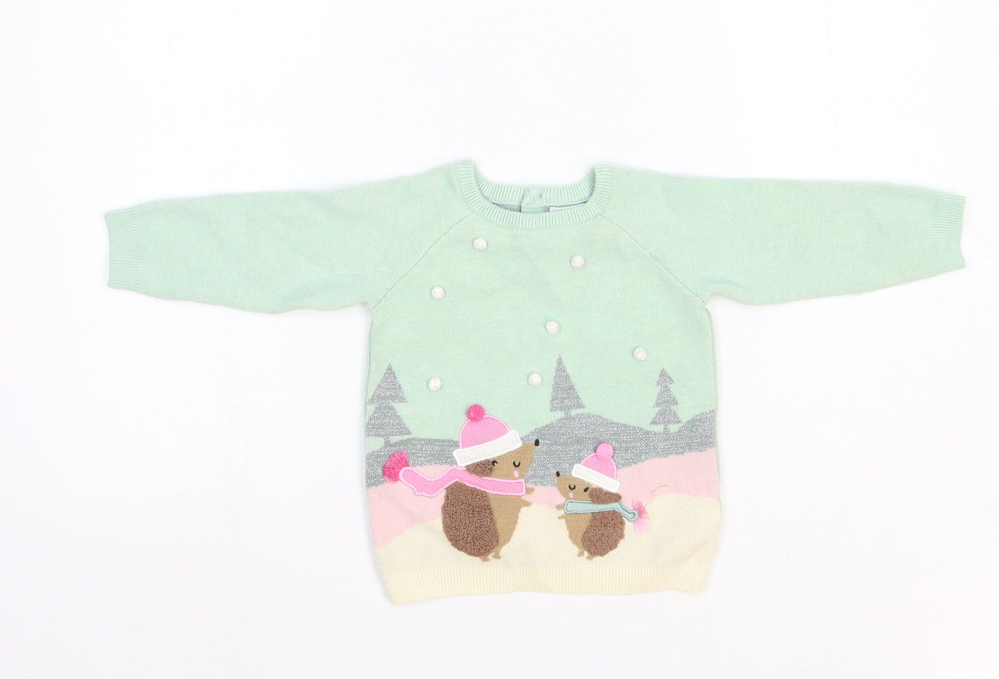 Fred & Flo Baby Multicoloured Viscose Pullover Jumper Size 9-12 Months Button - Christmas