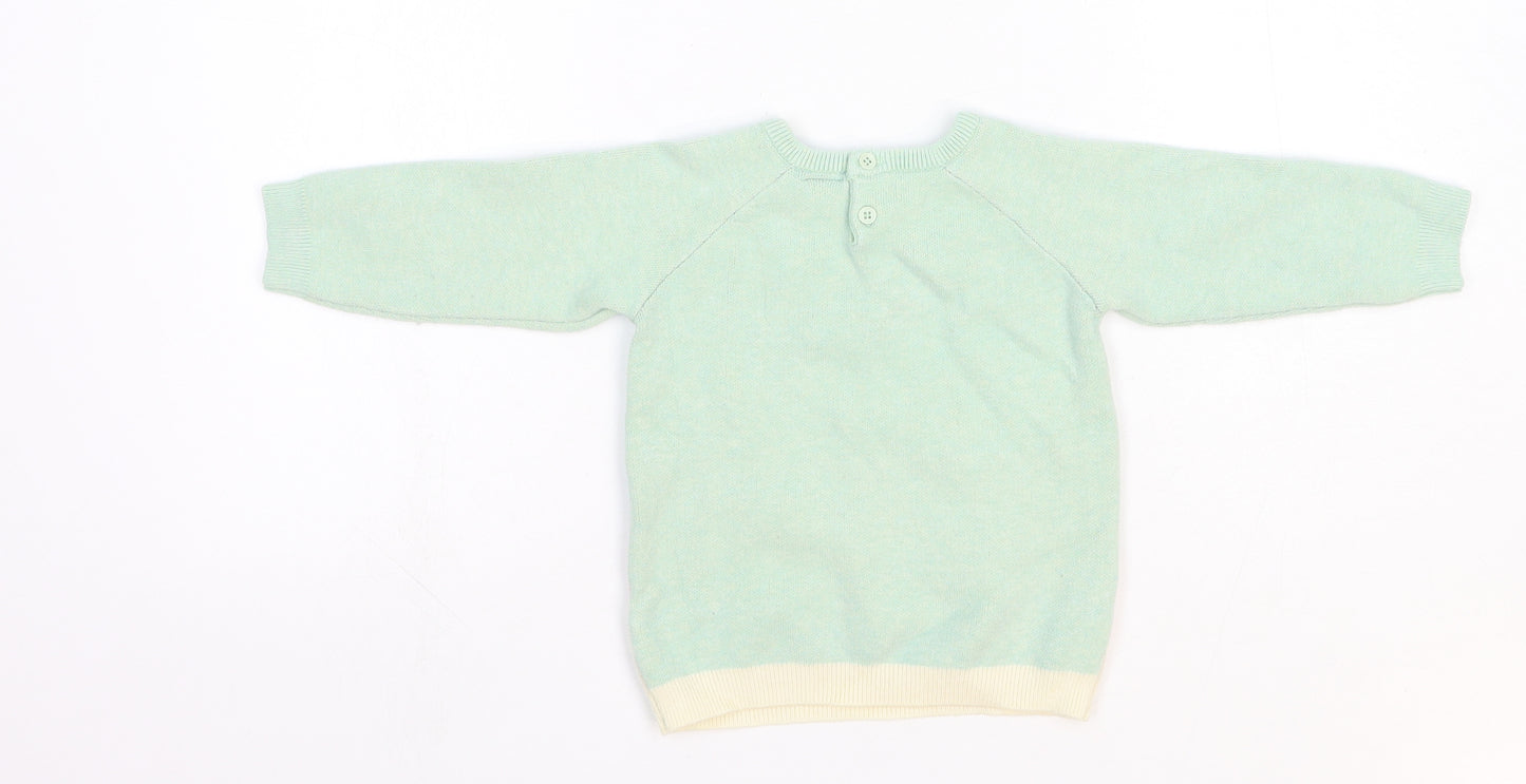 Fred & Flo Baby Multicoloured Viscose Pullover Jumper Size 9-12 Months Button - Christmas