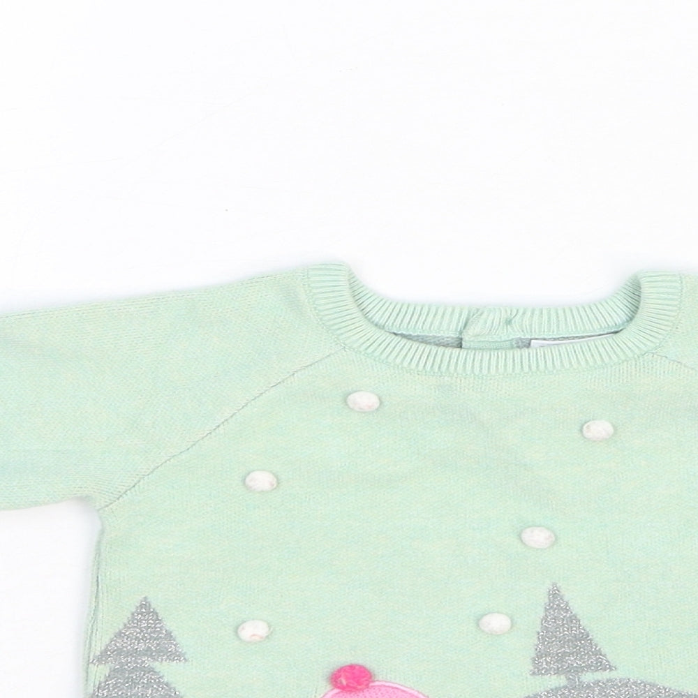 Fred & Flo Baby Multicoloured Viscose Pullover Jumper Size 9-12 Months Button - Christmas