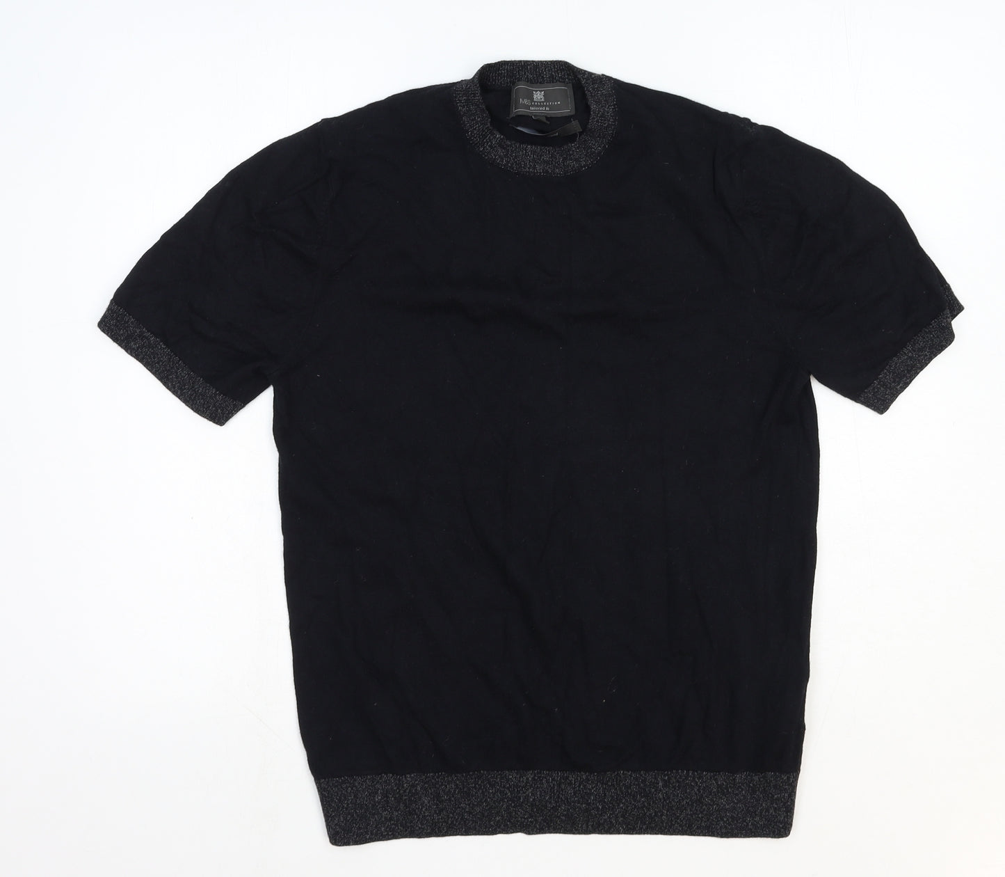 Marks and Spencer Womens Black Round Neck Cotton Pullover Jumper Size M