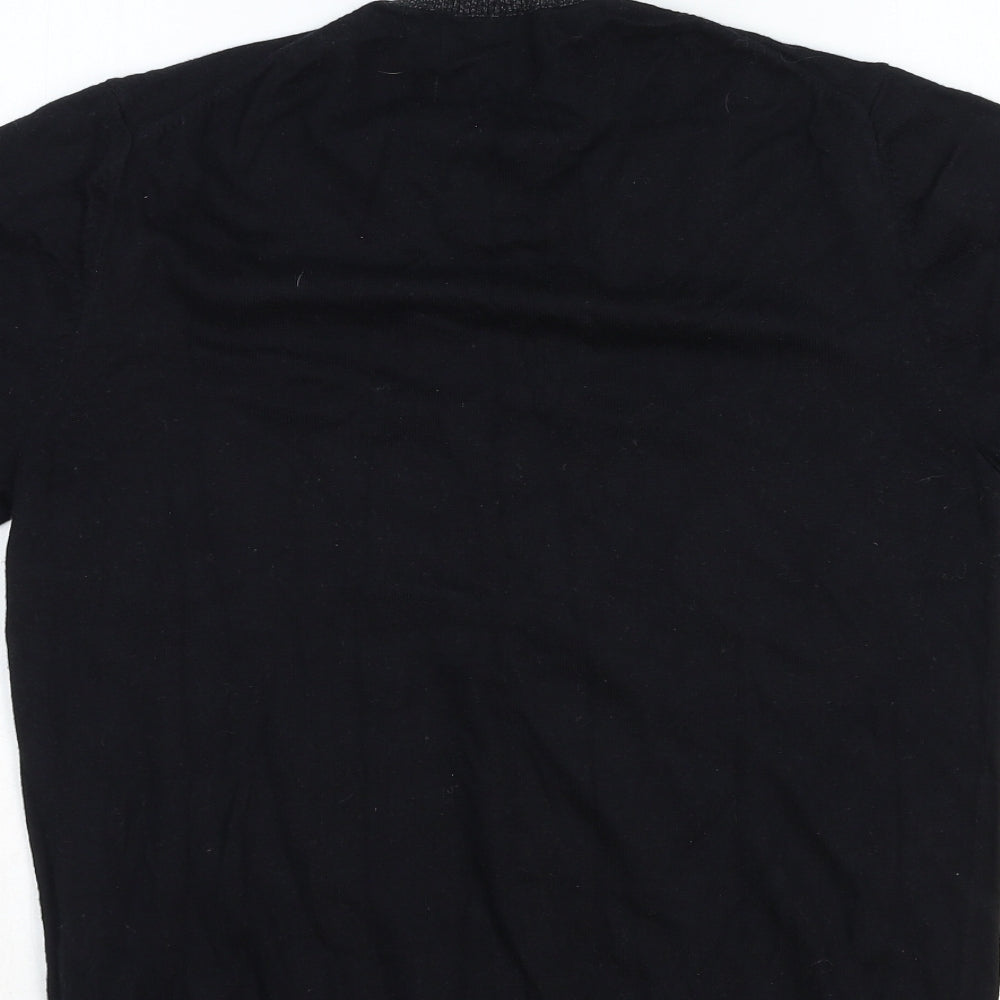 Marks and Spencer Womens Black Round Neck Cotton Pullover Jumper Size M