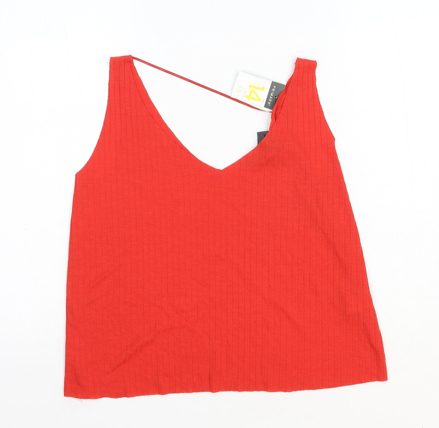 Primark Womens Red Polyester Basic Tank Size 14 V-Neck