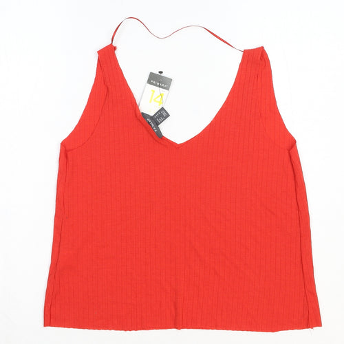 Primark Womens Red Polyester Basic Tank Size 14 V-Neck