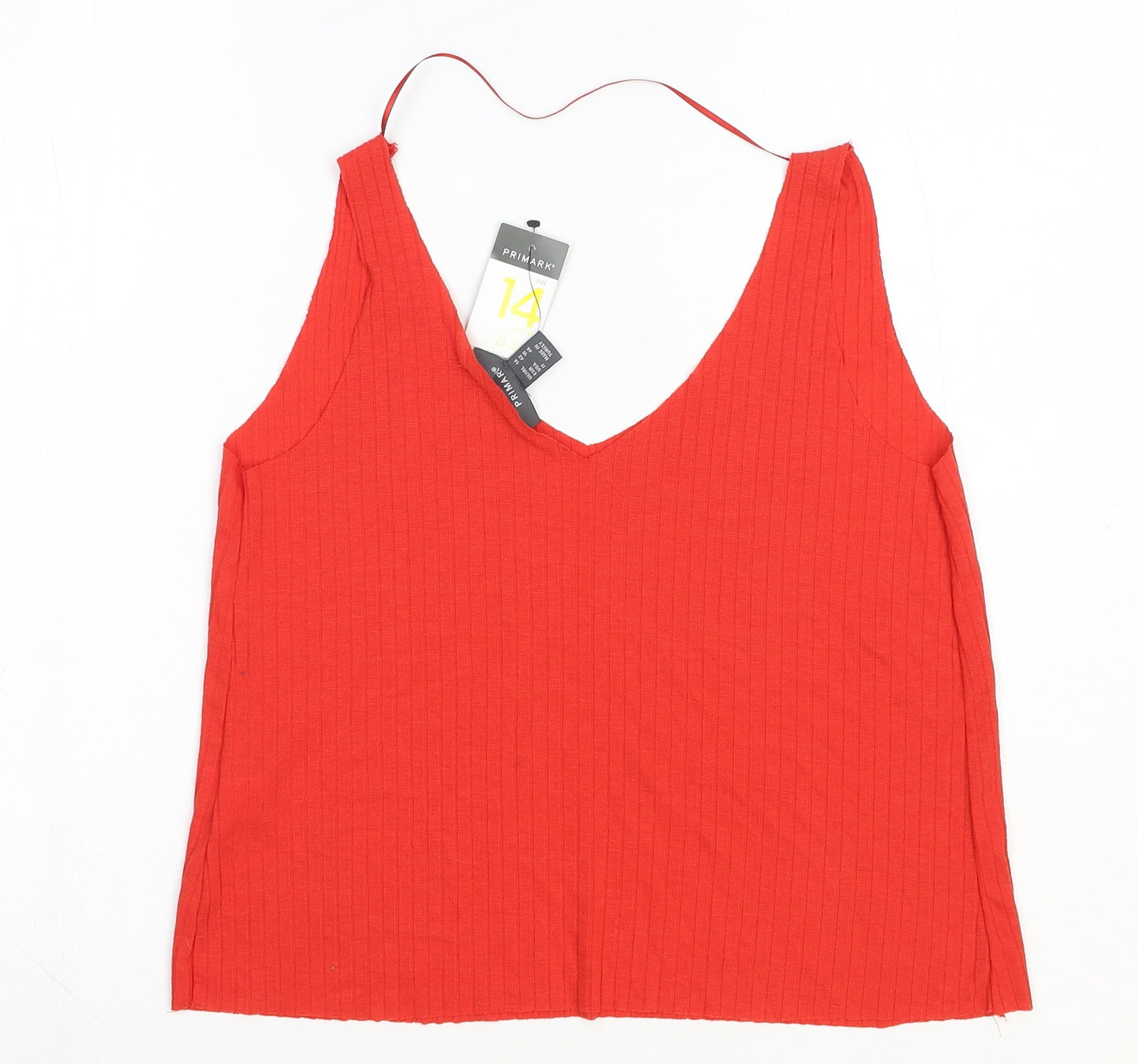 Primark Womens Red Polyester Basic Tank Size 14 V-Neck
