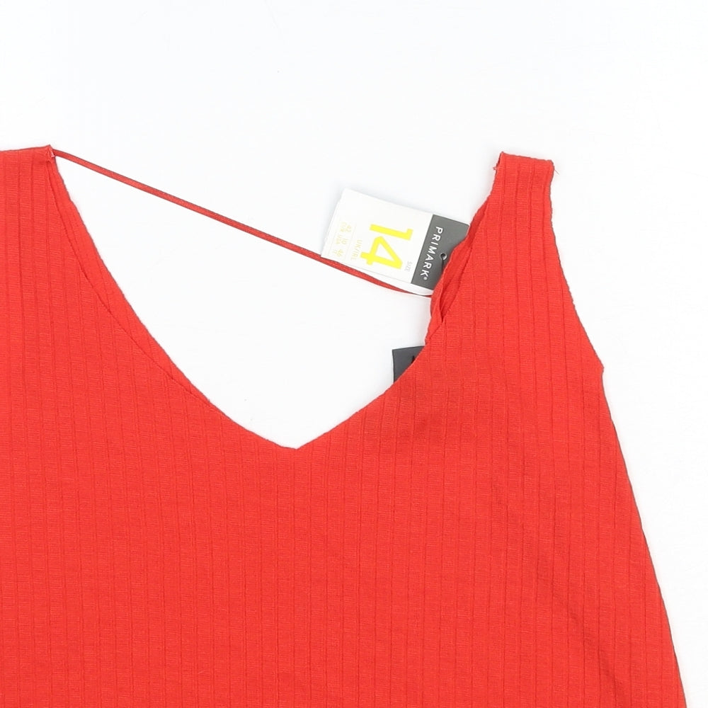 Primark Womens Red Polyester Basic Tank Size 14 V-Neck