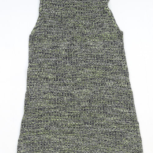 Topshop Womens Green Cotton A-Line Size 8 Mock Neck Pullover