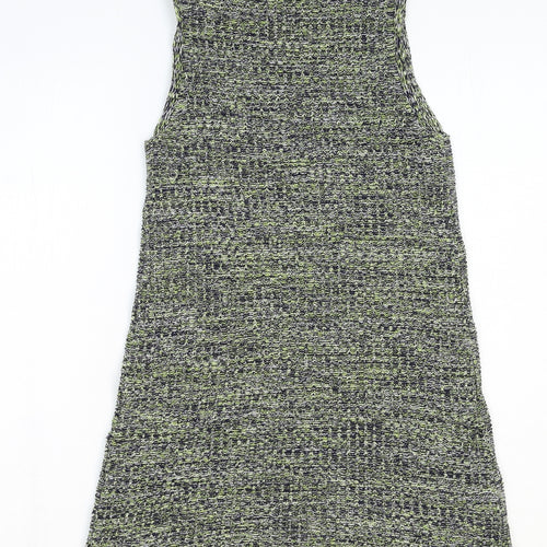 Topshop Womens Green Cotton A-Line Size 8 Mock Neck Pullover