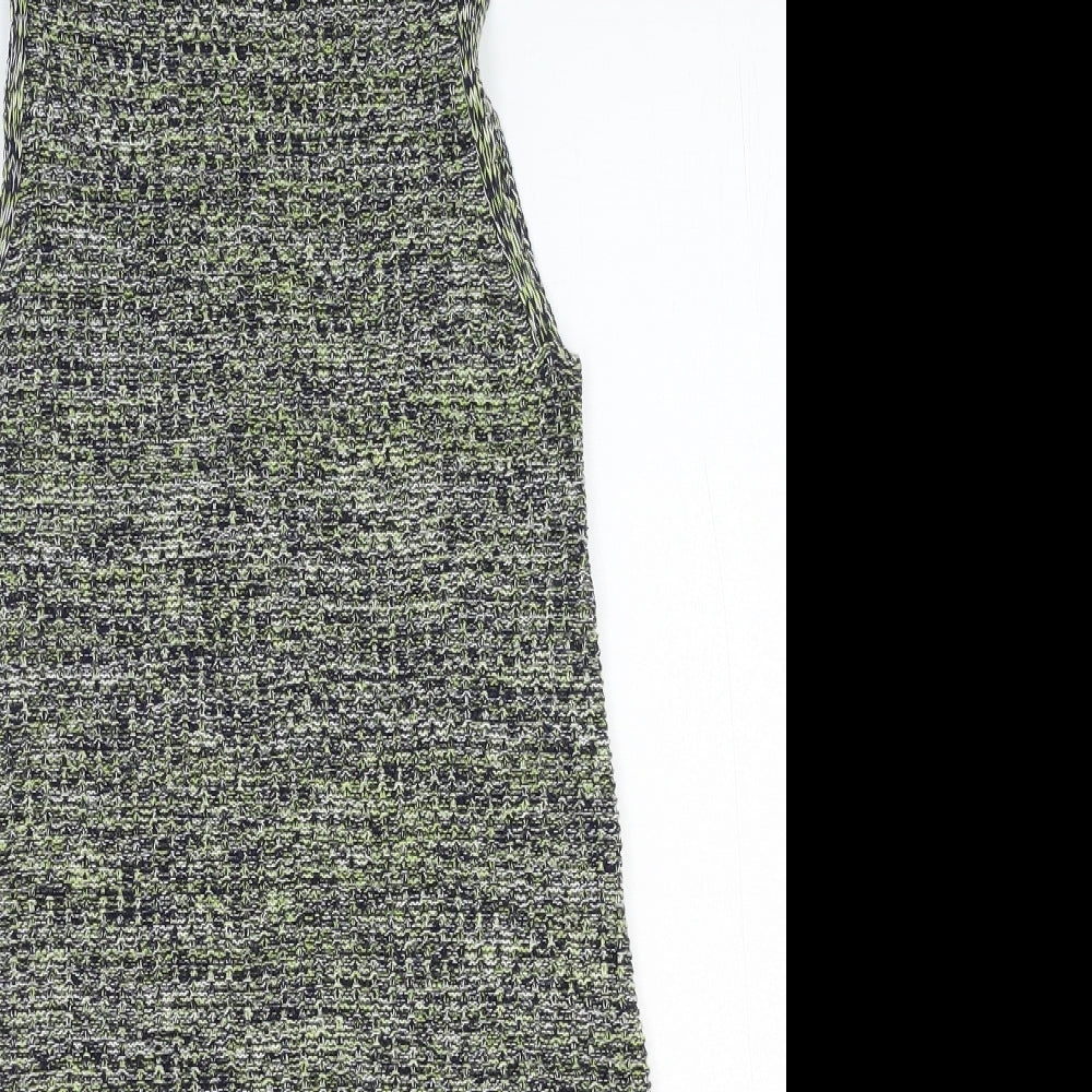Topshop Womens Green Cotton A-Line Size 8 Mock Neck Pullover