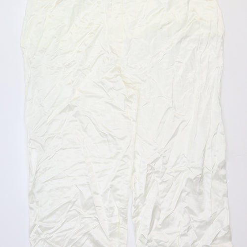 Marks and Spencer Womens White Viscose Trousers Size 24 Regular Buckle