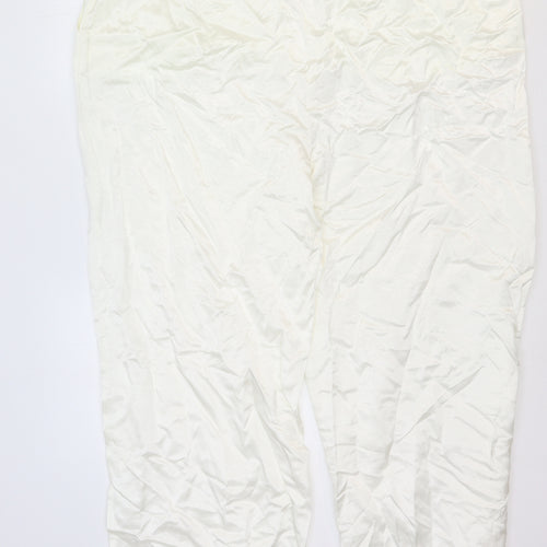 Marks and Spencer Womens White Viscose Trousers Size 24 Regular Buckle