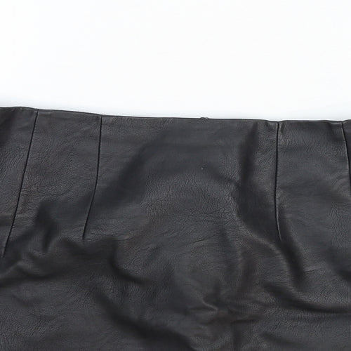 Topshop Womens Black Polyester Straight & Pencil Skirt Size 10 Zip