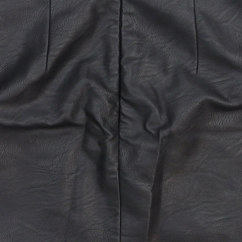 Topshop Womens Black Polyester Straight & Pencil Skirt Size 10 Zip