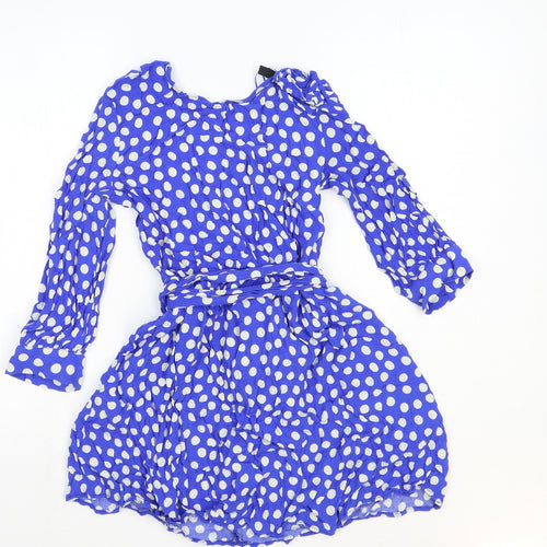 Trf Outerwear Womens Blue Polka Dot Viscose A-Line Size S Round Neck Zip