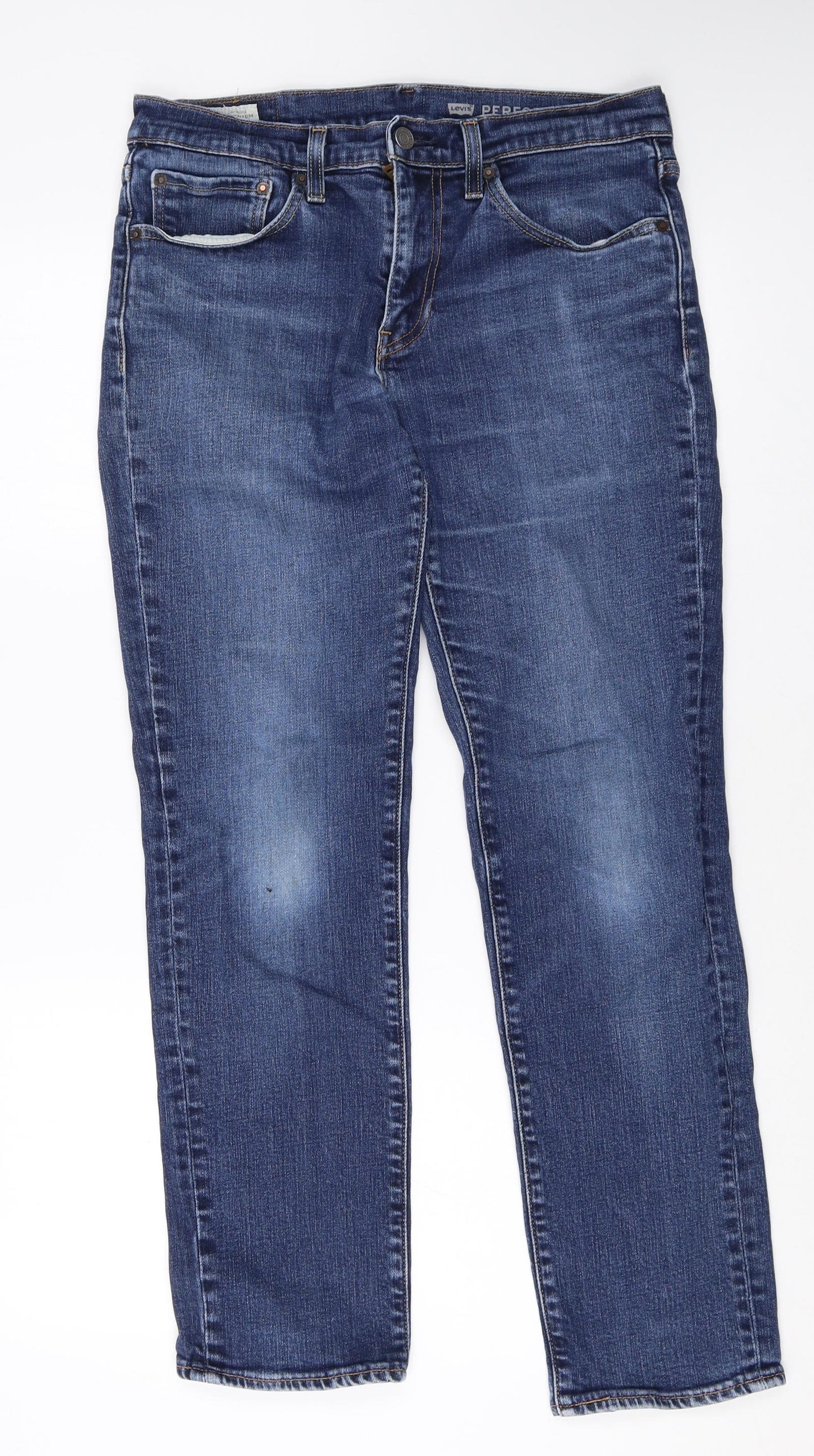 Signature by Levi Strauss & Co. Womens Blue Cotton Straight Jeans Size 20 Regular Zip