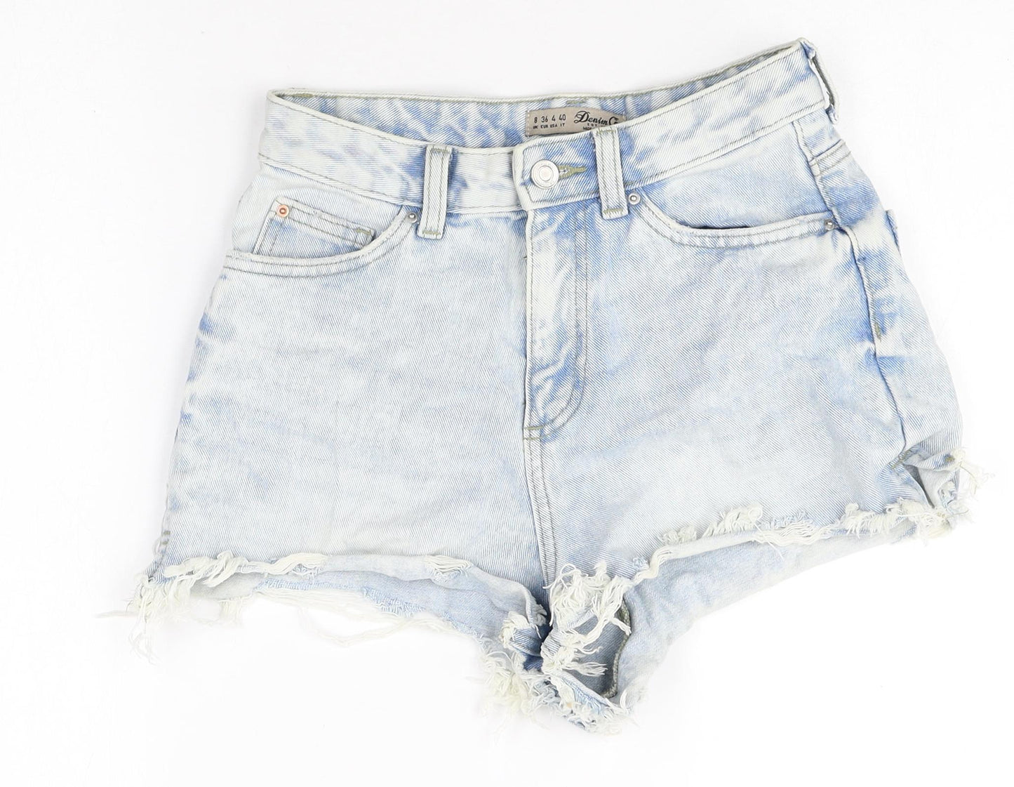 Denim & Co. Womens Blue 100% Cotton Cut-Off Shorts Size 8 Regular Zip