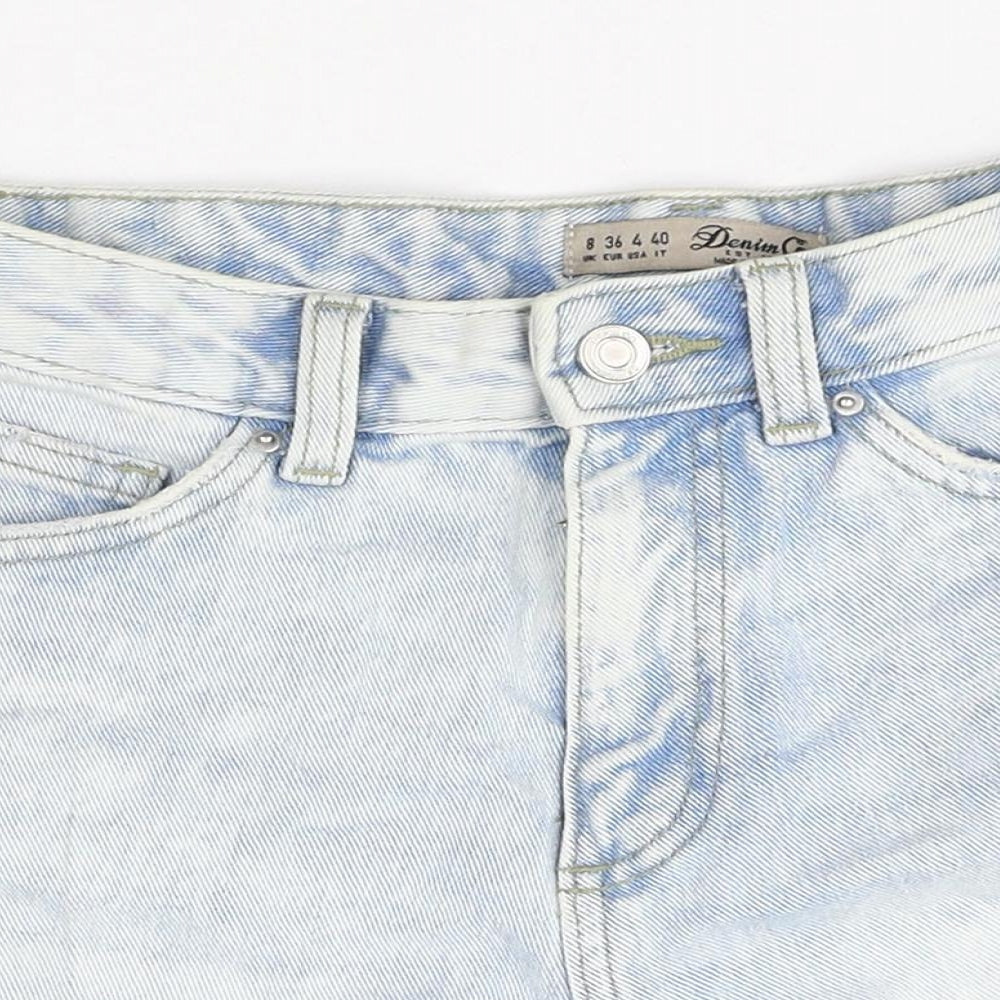 Denim & Co. Womens Blue 100% Cotton Cut-Off Shorts Size 8 Regular Zip