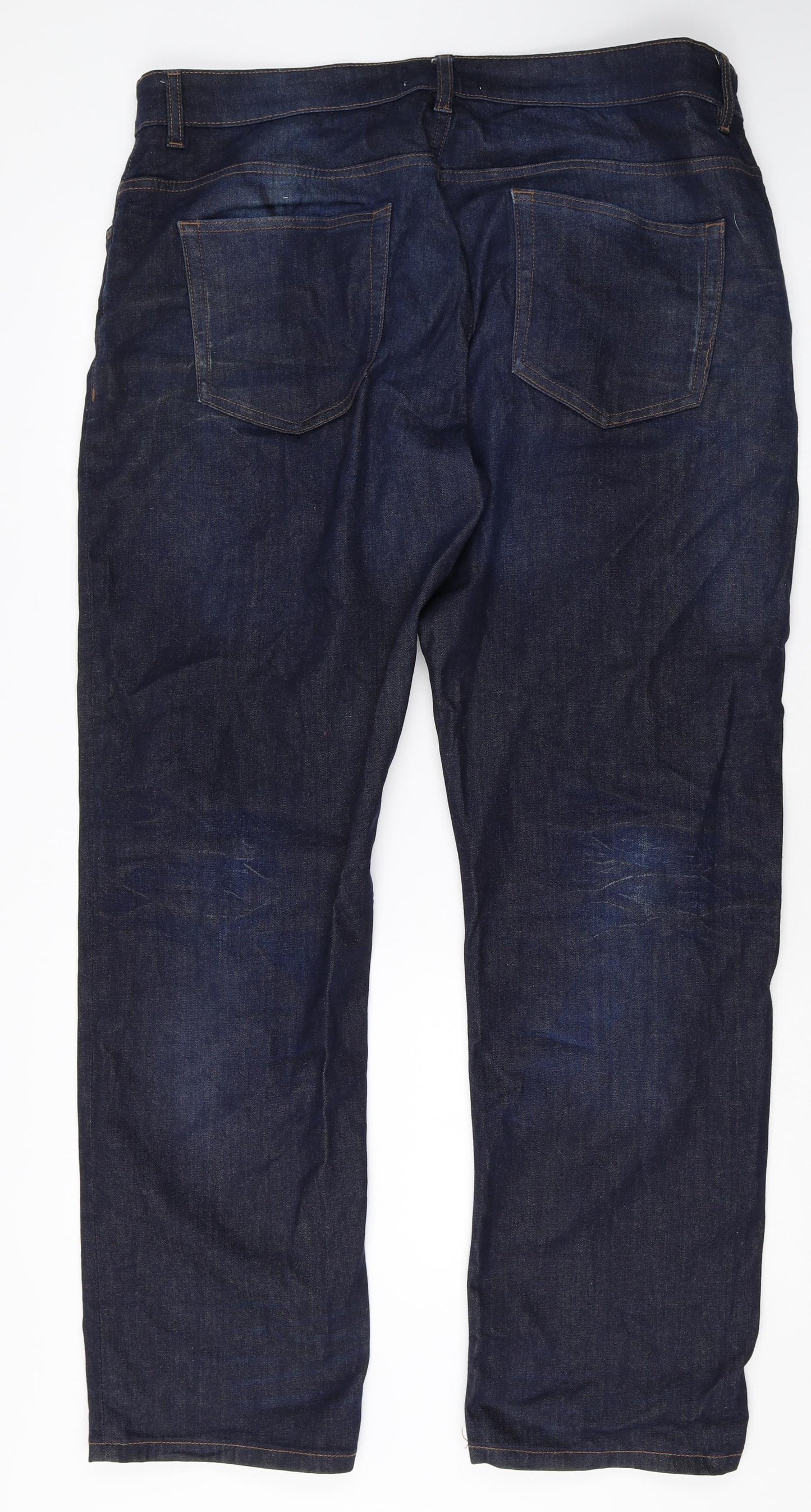 Easy Mens Blue Cotton Straight Jeans Size 38 in Regular Zip