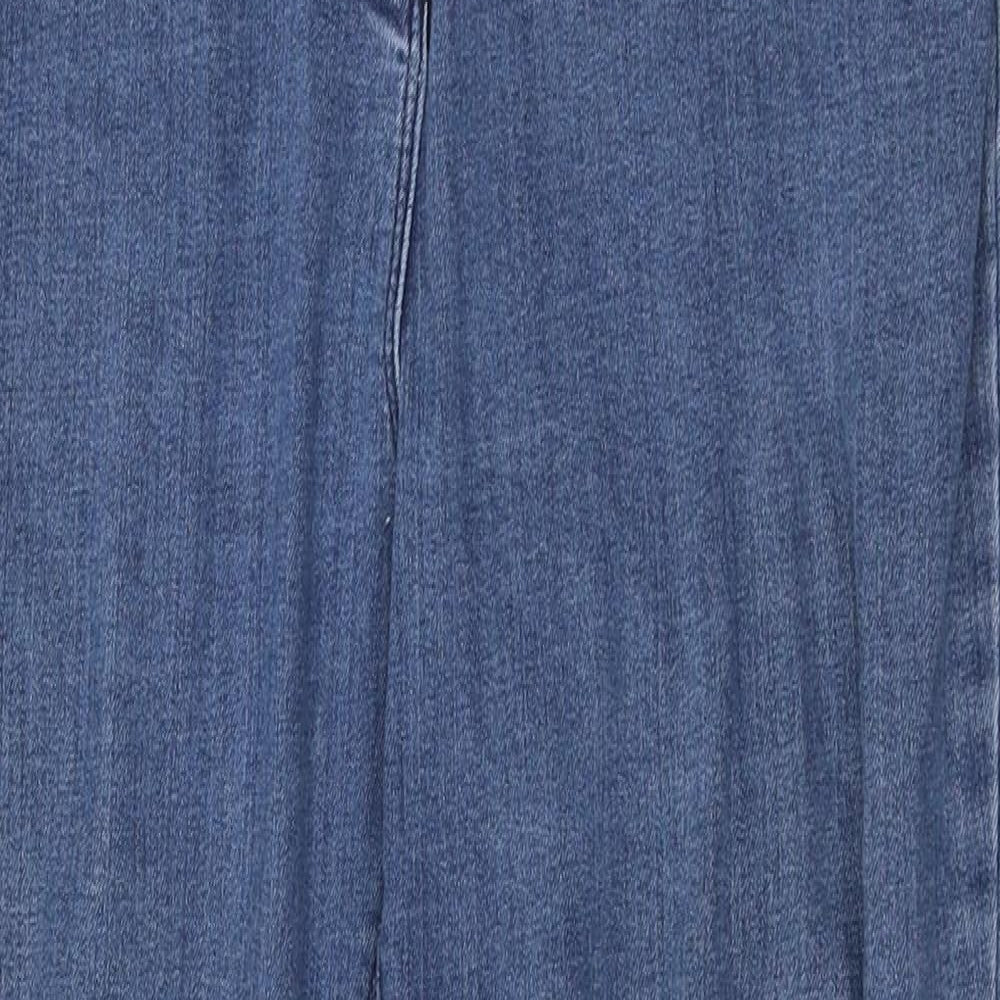 NEXT Womens Blue Cotton Skinny Jeans Size 16 Regular Zip - Distressed Hems